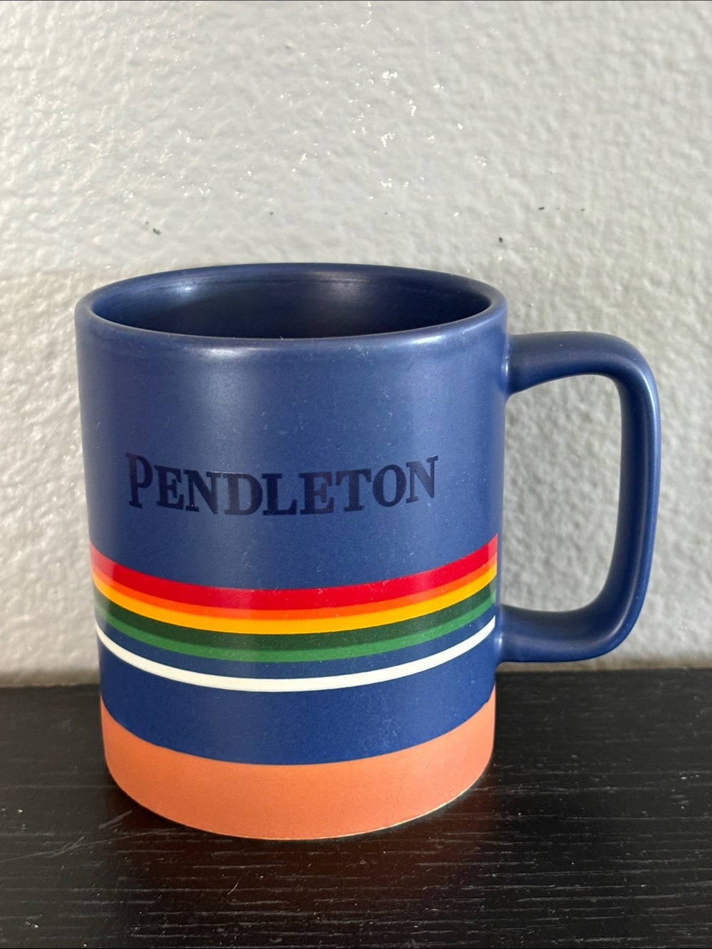 Pendleton Navy Blue Rainbow Stripe Ceramic Mug